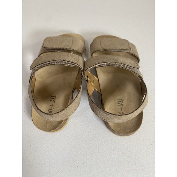 Max + Jake Sandals Girls Size 10M Felix Flats Tan Suede Adjustable Hook Loop EUC - Picture 3 of 8